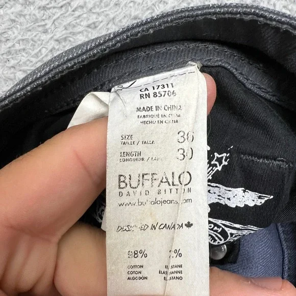 Buffalo David Bitton Jeans Mens 36x30 Gray Denim Straight Casual Office - Picture 8 of 9